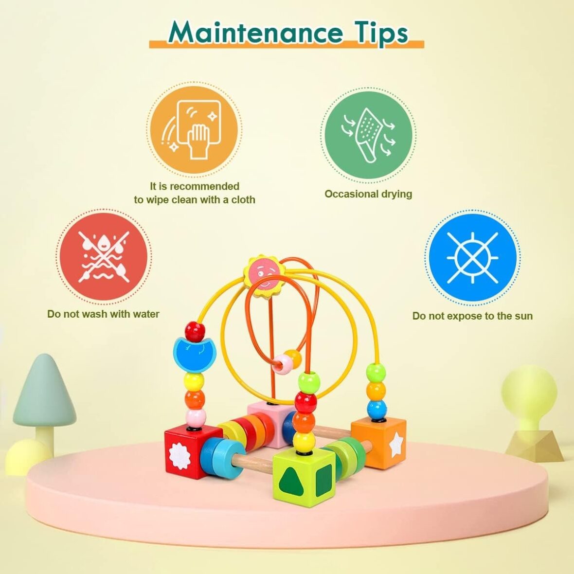 Bead Maze Wooden Colorful Roller Coaster Montessori Toy