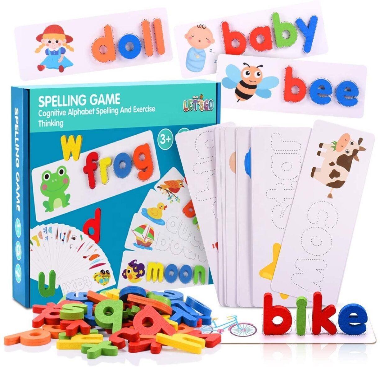 Wooden Spelling Game – Montessori Alphabet Learning & Sight Words Matching Toy for Kids 🔤🎨