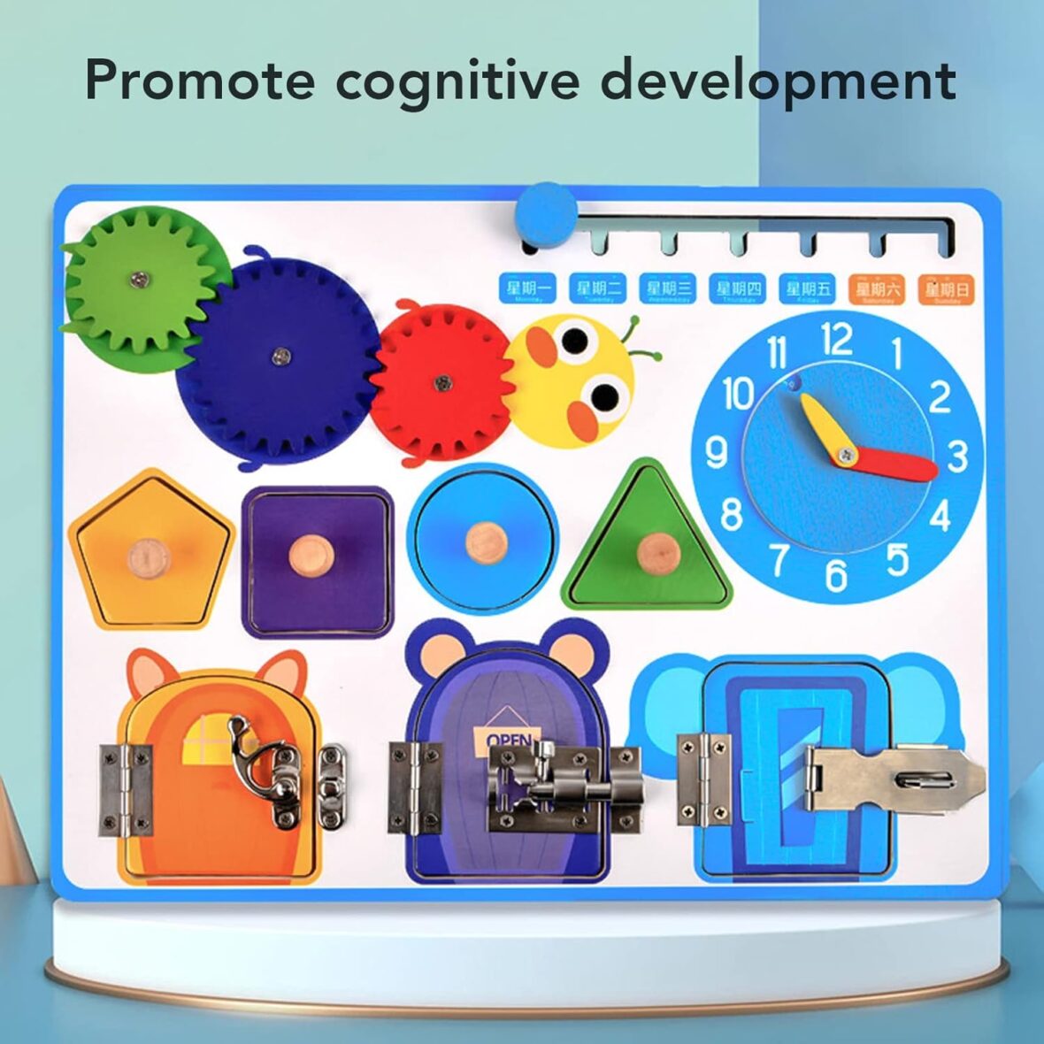 Wooden Montessori Busy Board for Toddlers – Sensory Learning & Activity Board for Cognitive Development
