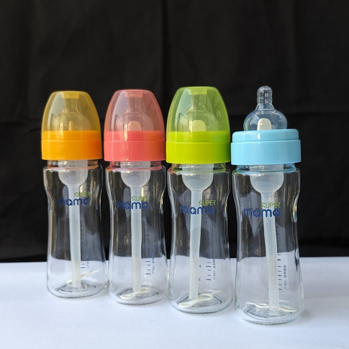 SUPER Mama Glass Baby Bottle with Anti-Colic System, 240ml