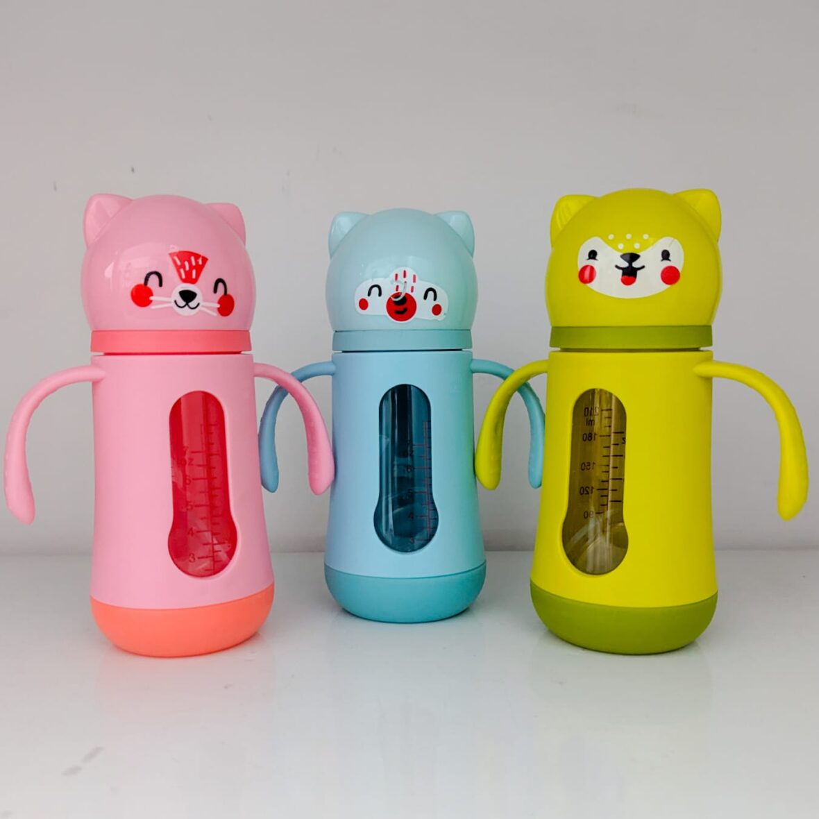 270ml Wide Neck Glass Feeding Bottle with Protective Cover
