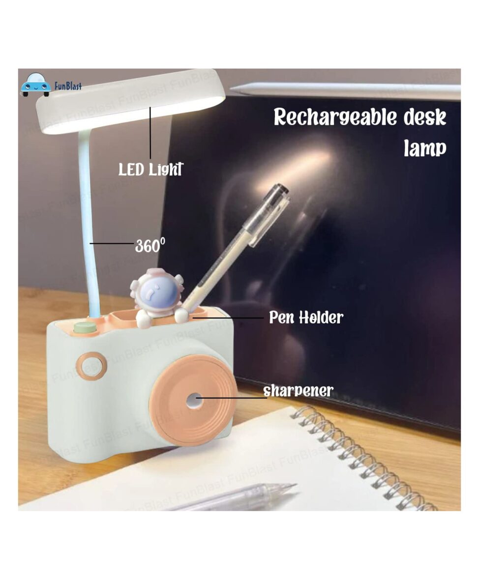 FunBlast 4-in-1 Rechargeable LED Desk Lamp with Pen Holder, Sharpener & Eraser