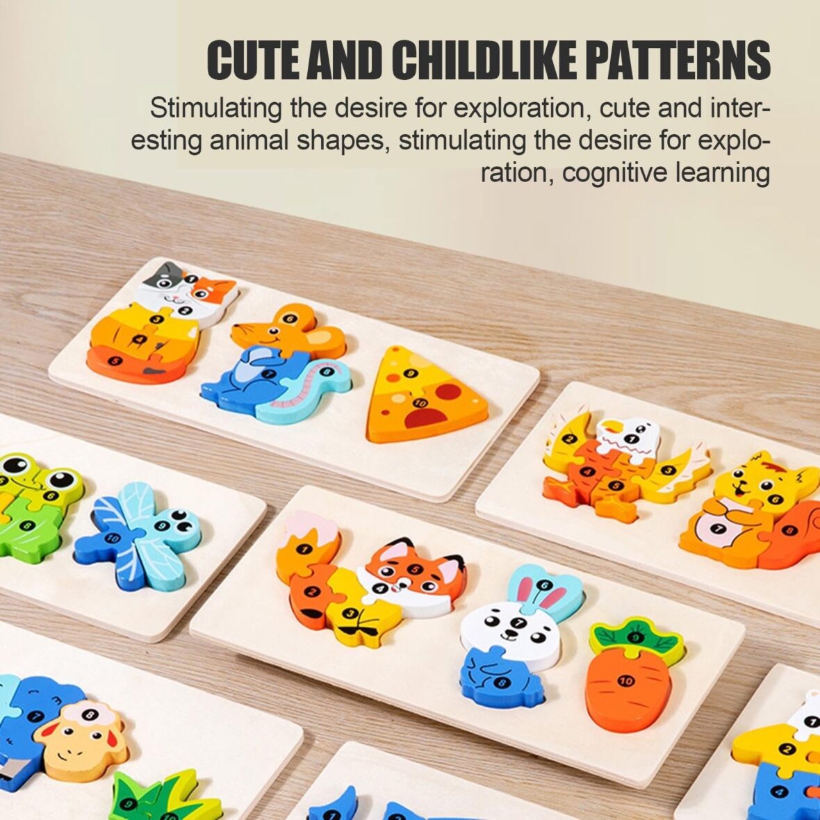 Three-Dimensional Wooden Block Puzzle for Kids (Pack of 2)