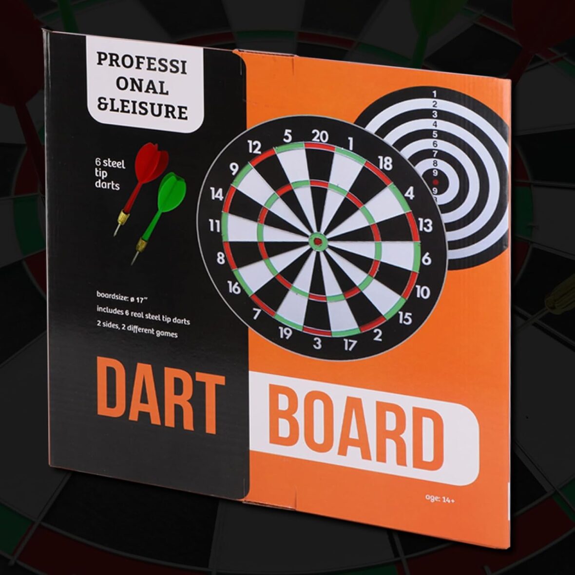 Professional 15″ Steel Tip Dart Board Set with 4 Darts – Double-Sided Game for Home & Leisure