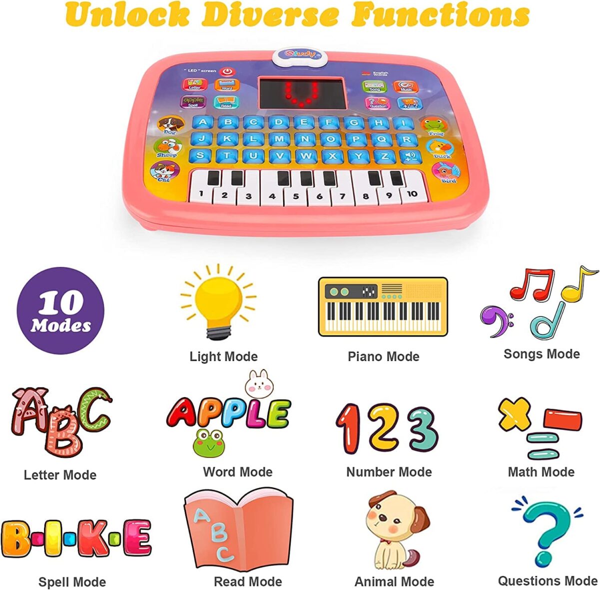 Multifunction Learning Computer Toy for Kids – Educational Laptop with Light, Music, Alphabet, Numbers & Games