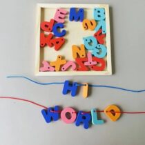 wooden abc with thread 1