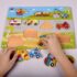 Wooden Vehicle Puzzle Board for Kids – Transport Peg Puzzle with Emergency & Construction Vehicles