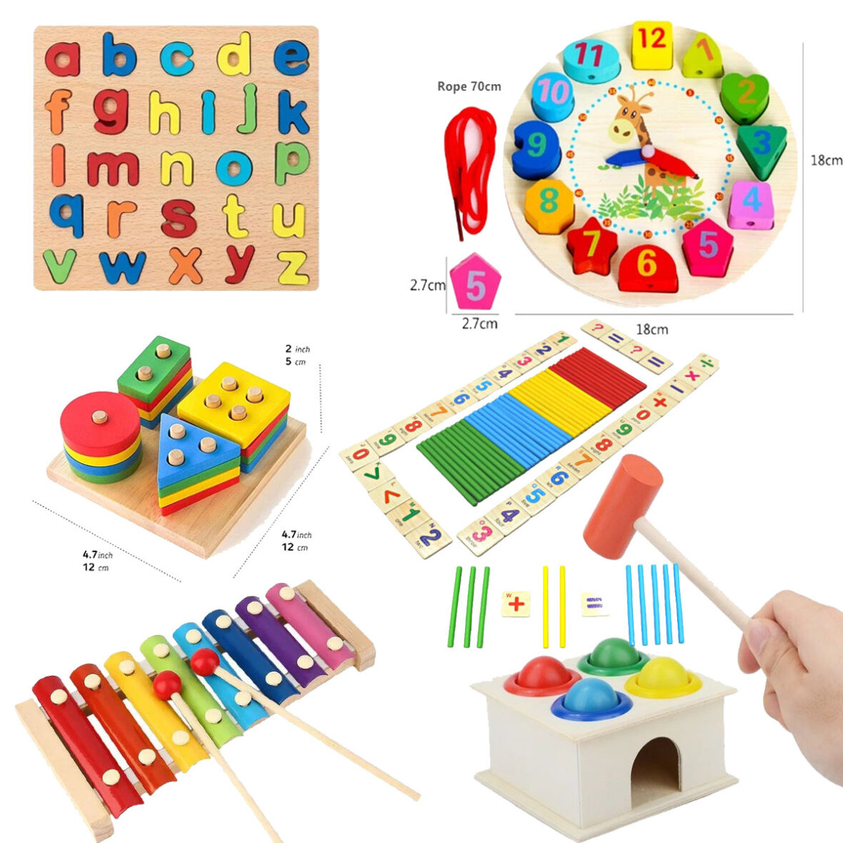 🎁 Montessori Wooden Toys Bundle (6-in-1) | 🧠 Early Learning Educational ...