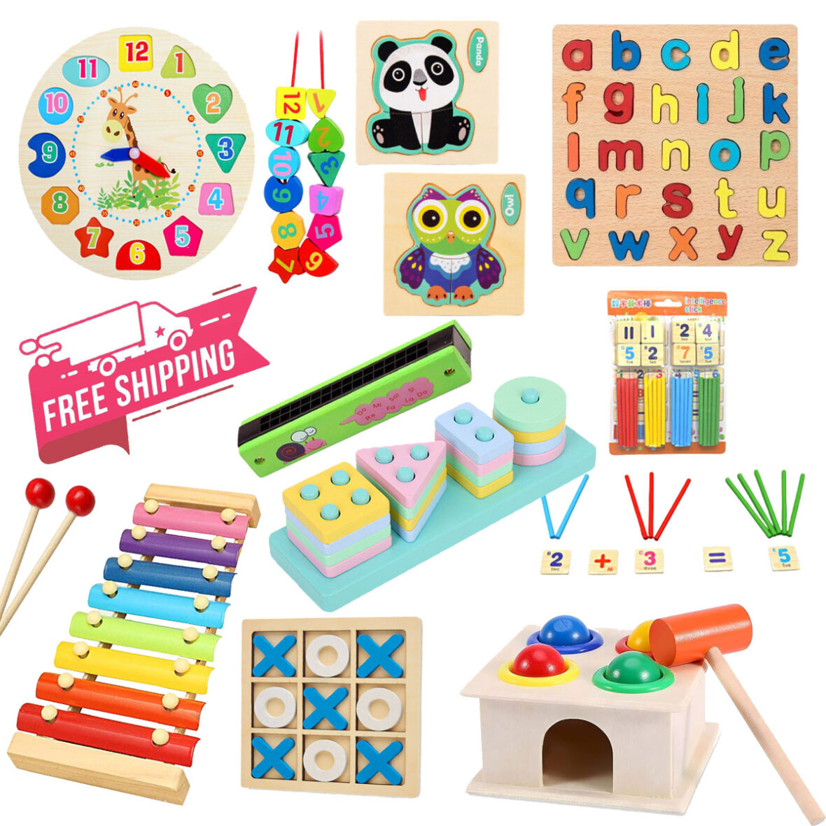 🎁 Mega Bundle of 10 Montessori Wooden Learning Toys | Free Shipping