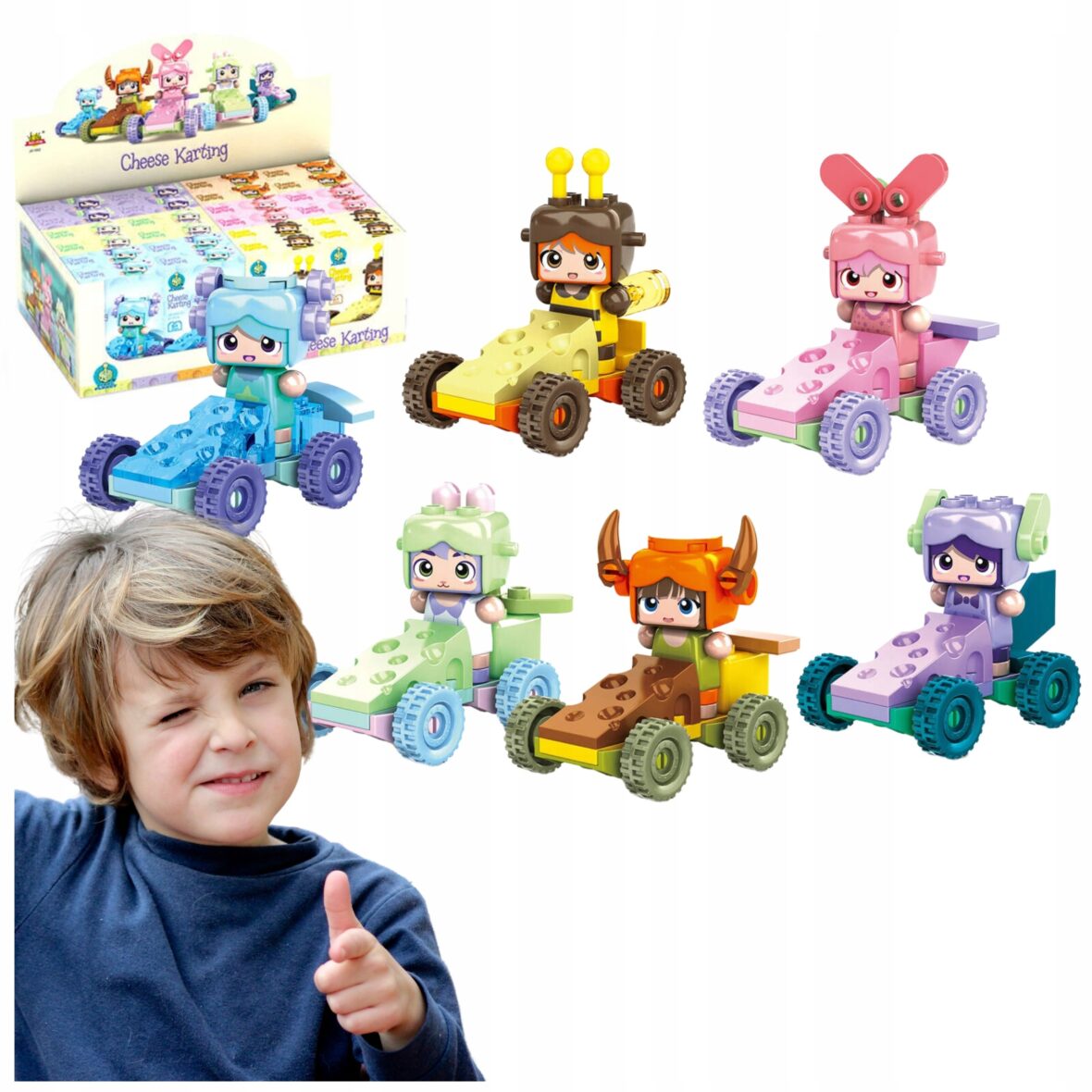 Pack of 2 Character Cart Blocks 🧱🚗 – 18-25 Piece Mini Building Toy with Cute Figures, Random Designs