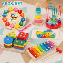6-in-1 Wooden Educational Toy Set | Montessori Learning for Toddlers
