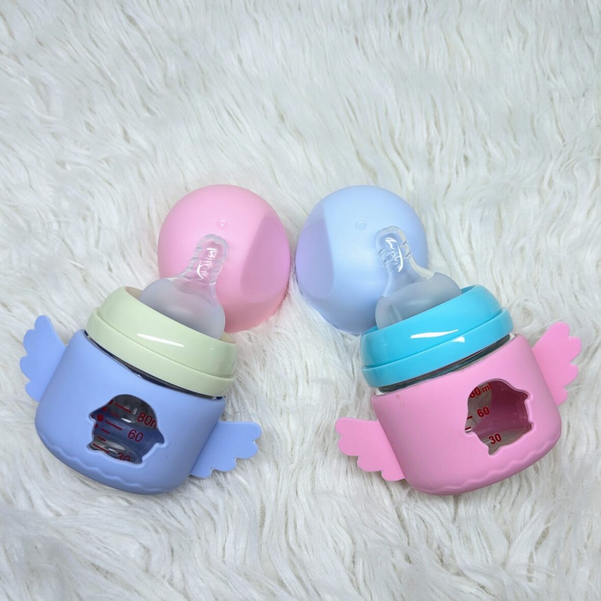 80ml Newborn Baby Glass Feeder with Silicone Cover | Wide Neck & BPA-Free