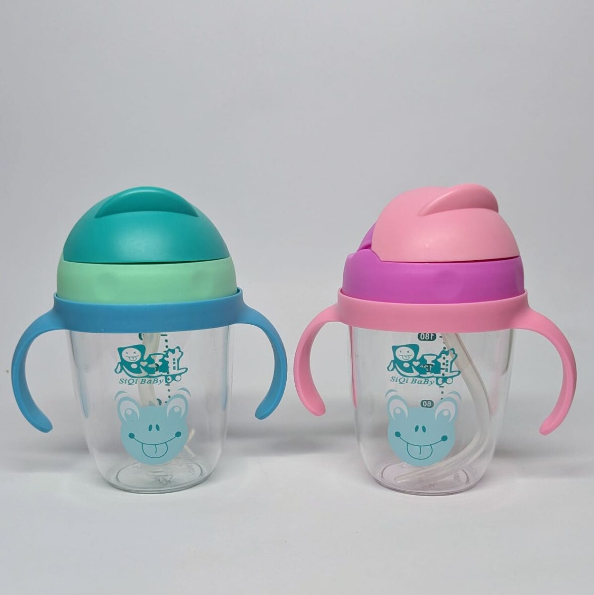 240ml Tritan Toddler Straw Cup w/ Handle | Leakproof Sippy Feeder
