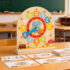Educational time-learning flashcards showing digital and analog times for kids