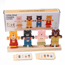 Wooden Little Bear Changing Clothes Puzzle