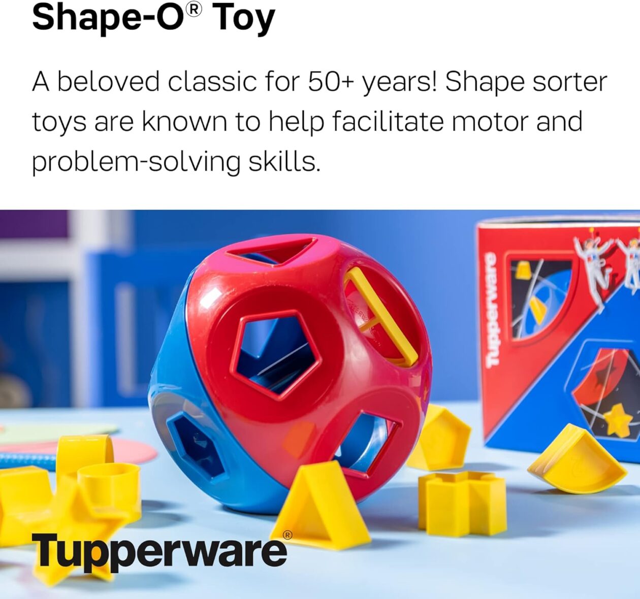 Tupperware Shape-O Toy – Classic Educational Shape Sorter Ball for Toddlers 🧩🔴🔵