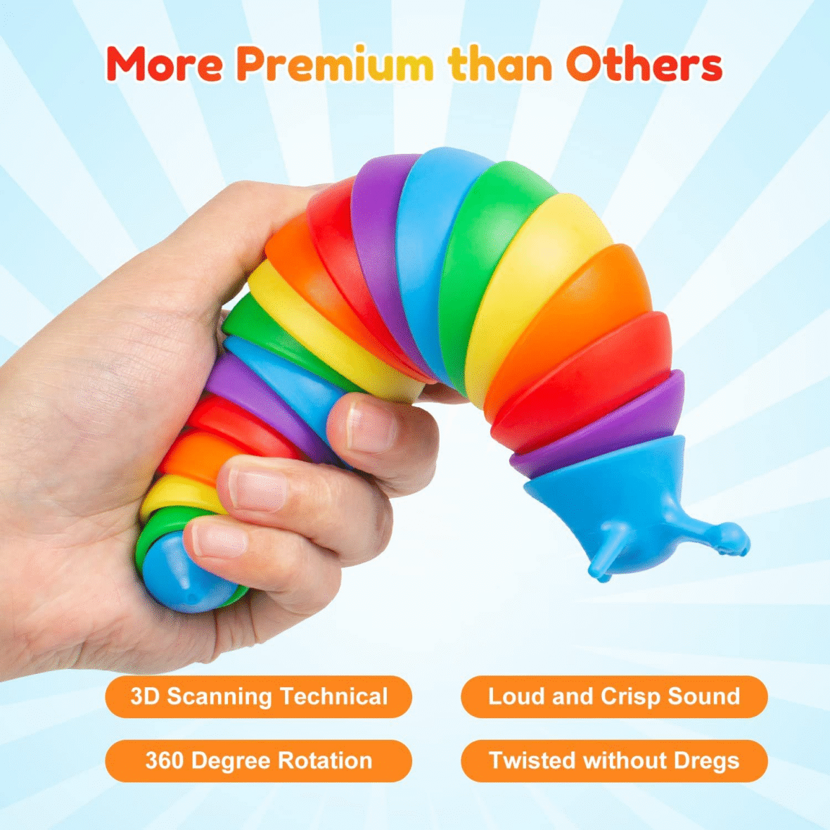 Premium 3D Articulated Rainbow Snail Fidget Toy – Sensory Stress Relief for Kids & Adults