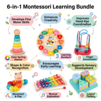 Educational Wooden Toys, 6-in-1 Learning Set