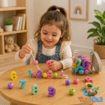 Montessori Wooden Numbers & Beads Lacing Set