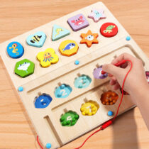 wooden counting and shape matching puzzle board