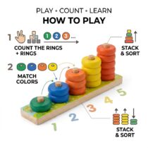 wooden rainbow counting stacker